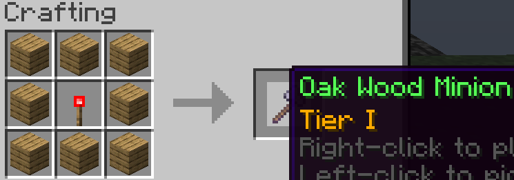 Oak Minion Tier I craft