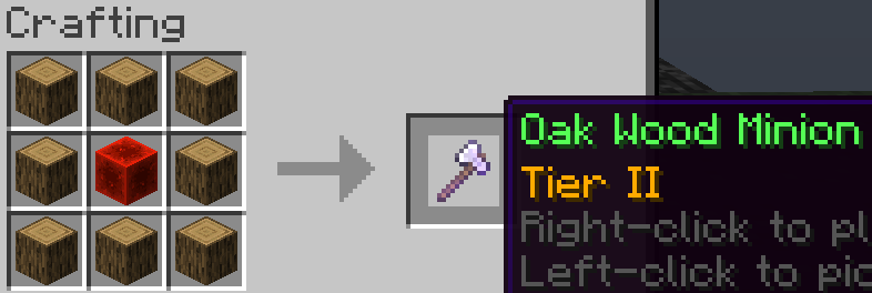 Oak Minion Tier II craft